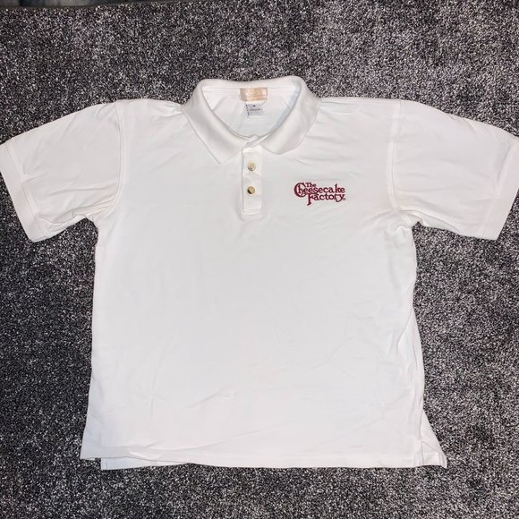 Cheesecake Factory Uniform White Short Sleeve Polo Shirt Size M Herrington Co - Picture 1 of 1